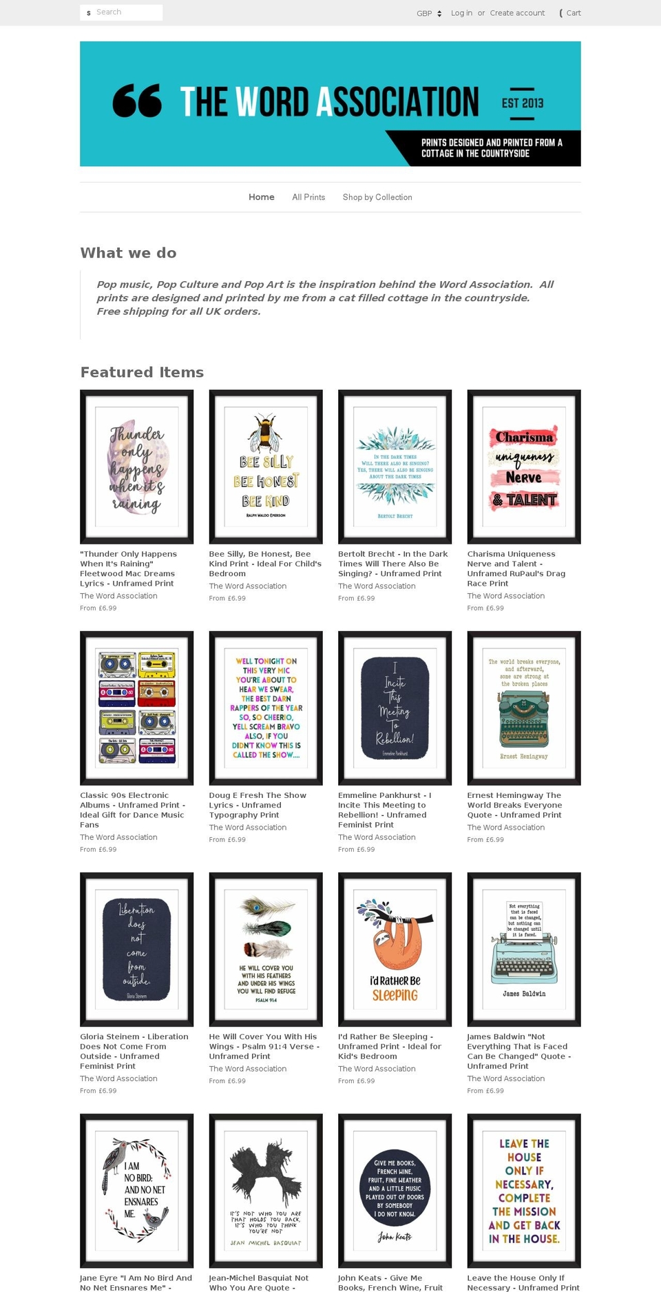 thewordassociation.co.uk shopify website screenshot