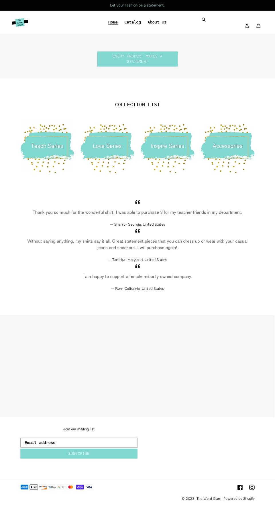 thewordglam.com shopify website screenshot