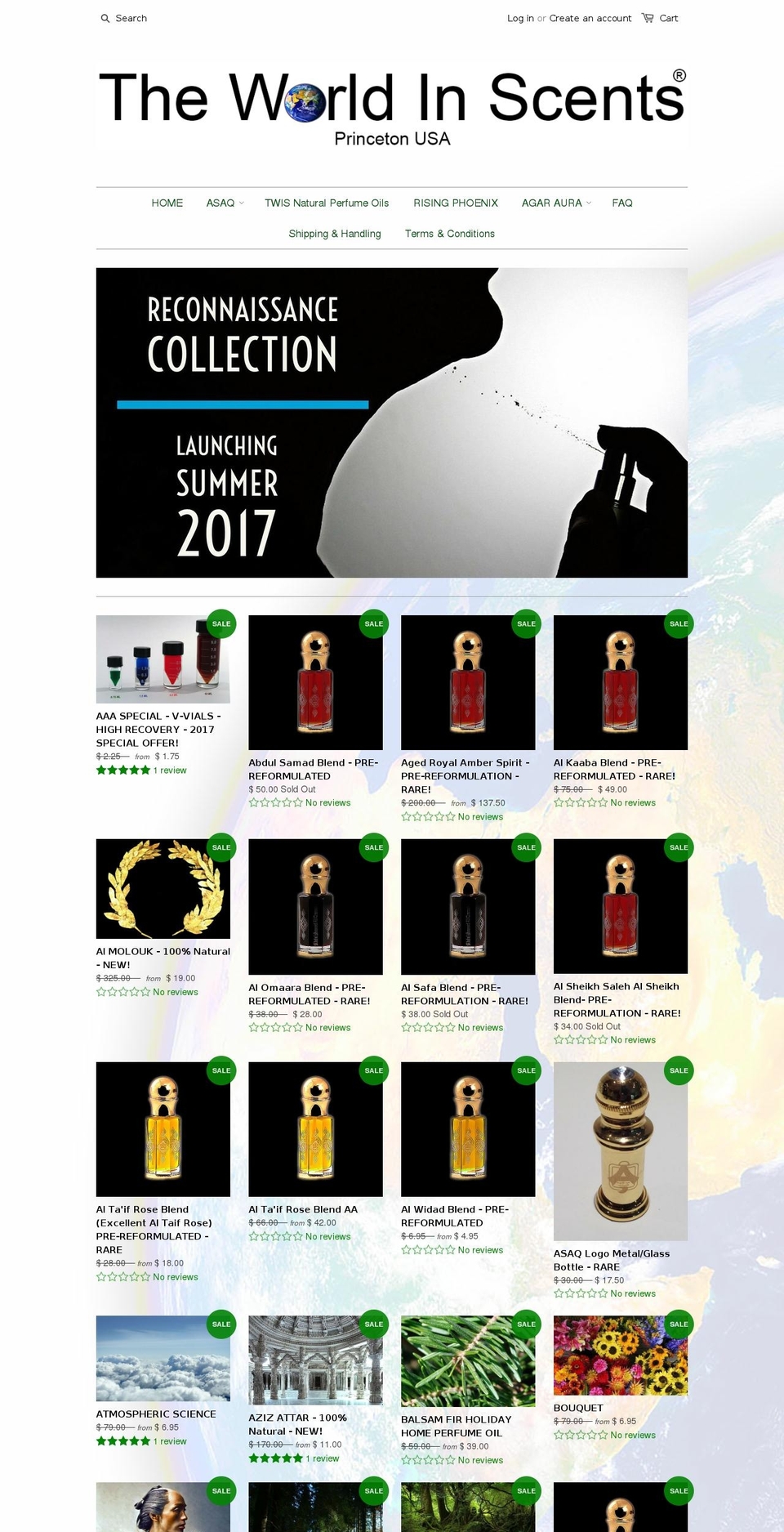 theworldinscents.com shopify website screenshot