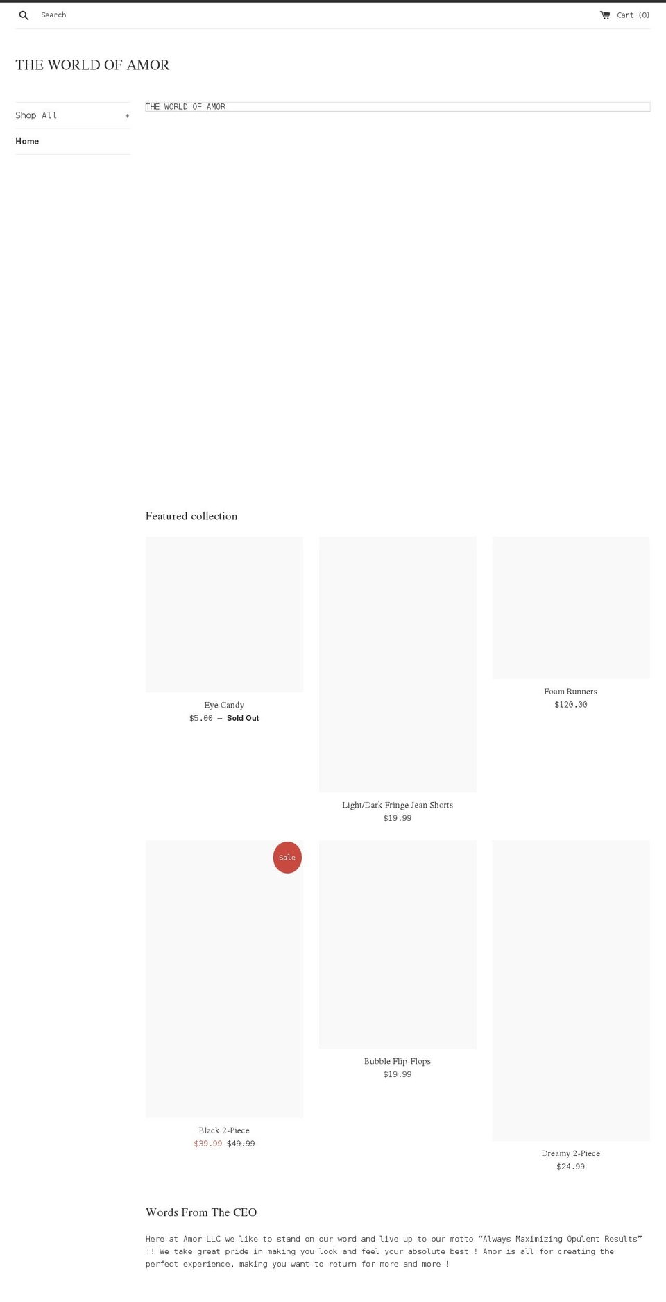 theworldofamor.com shopify website screenshot