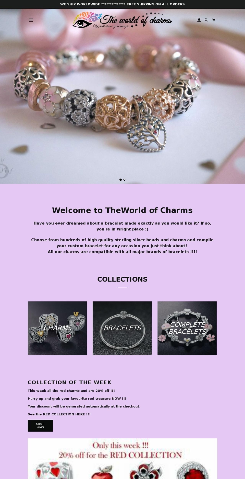 theworldofcharms.com — Shopify storefront screenshot