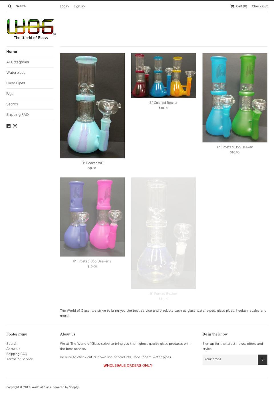 theworldofglass.com shopify website screenshot