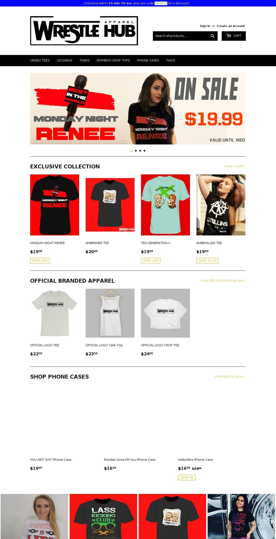 thewrestlehubstore.com shopify website screenshot