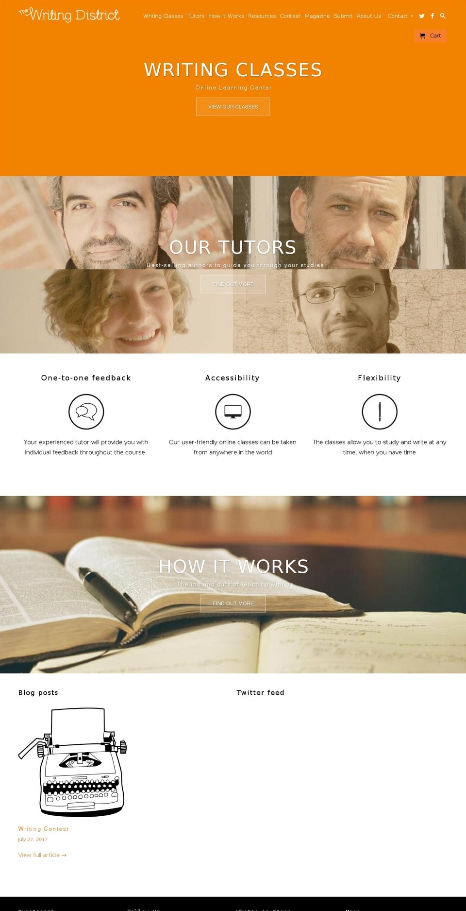 thewritingdistrict.com — Shopify storefront screenshot