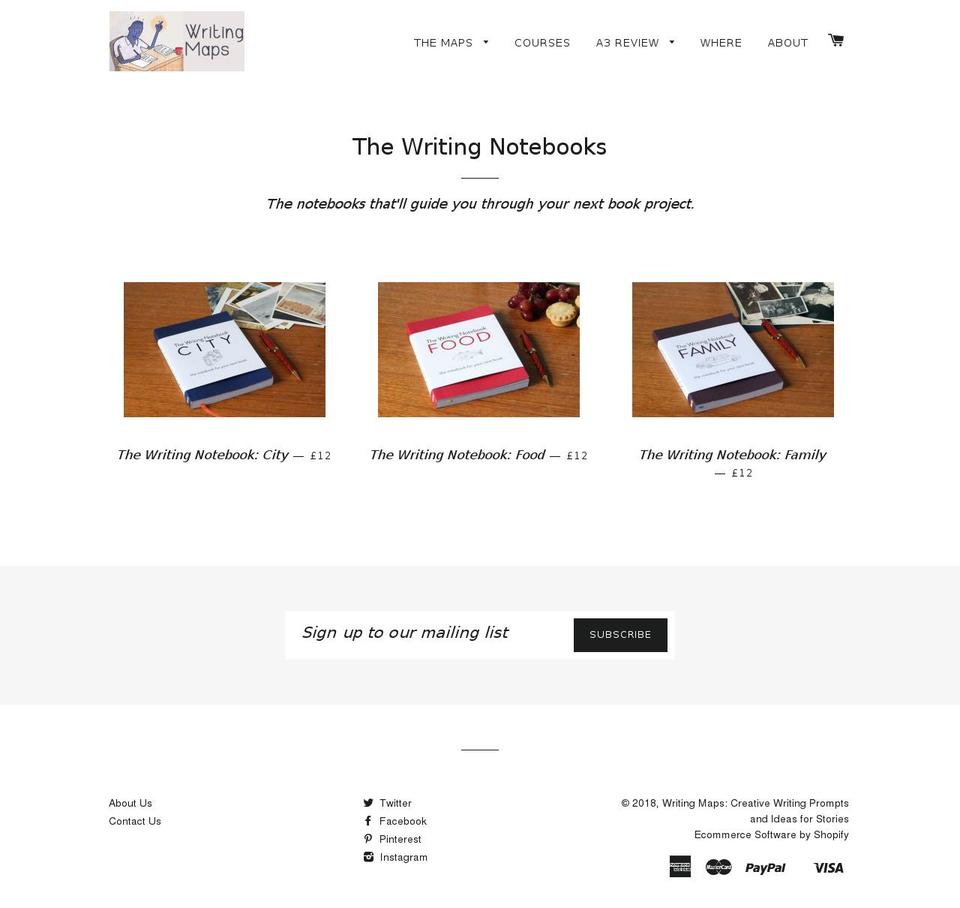 thewritingnotebooks.com — Shopify storefront screenshot