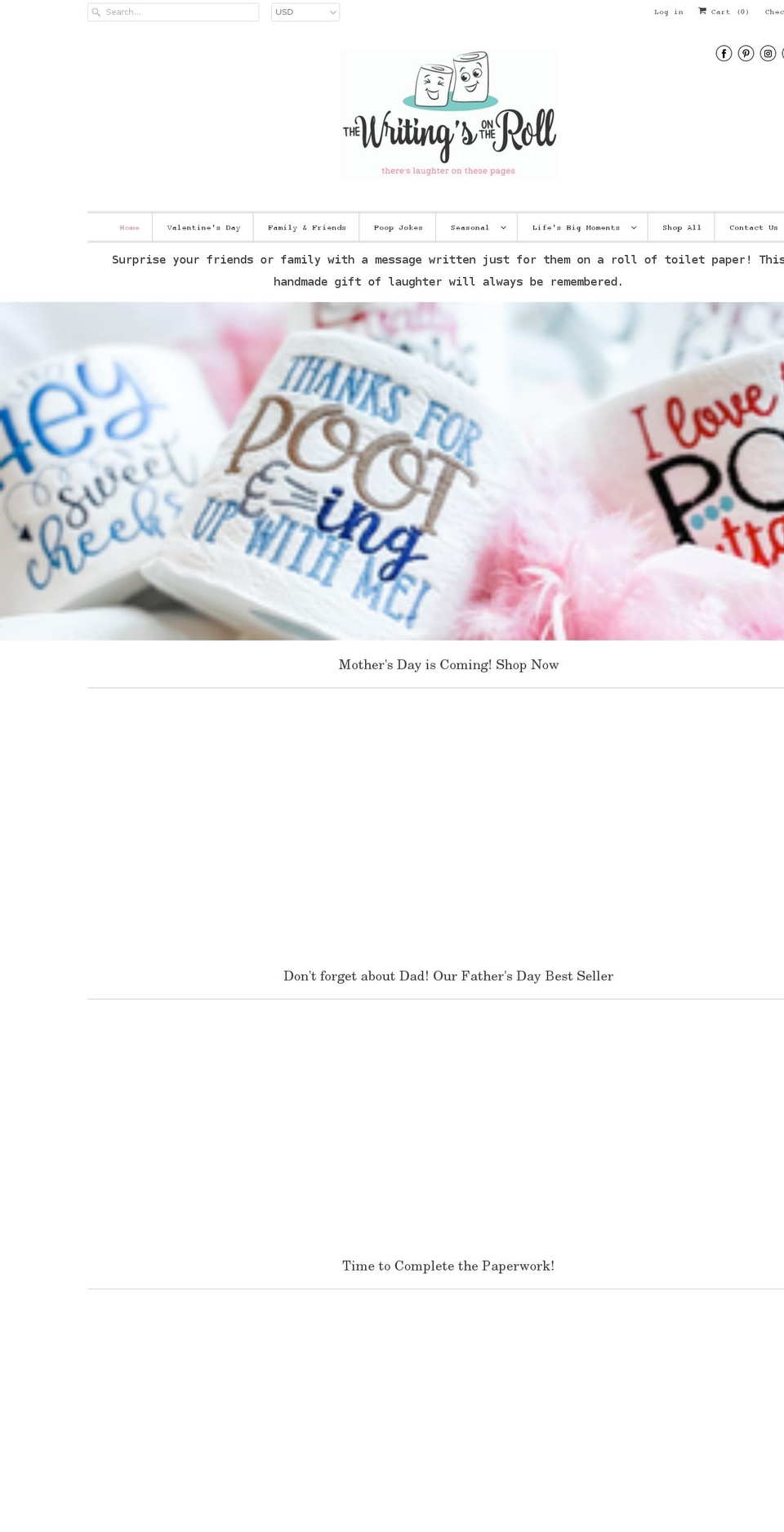 thewritingsontheroll.com shopify website screenshot