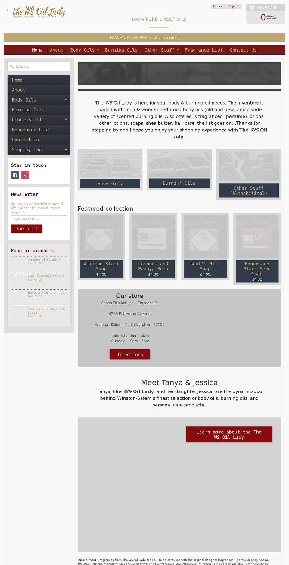 thewsoillady.com shopify website screenshot
