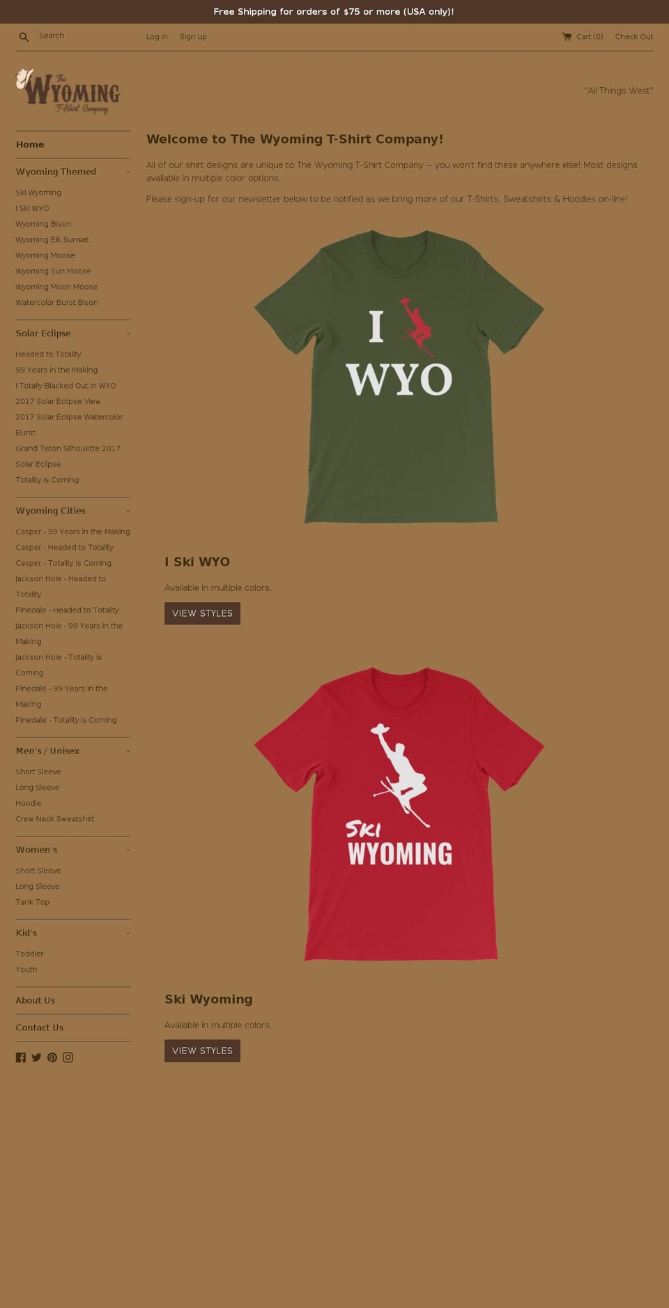 thewyomingtshirtcompany.com — Shopify storefront screenshot