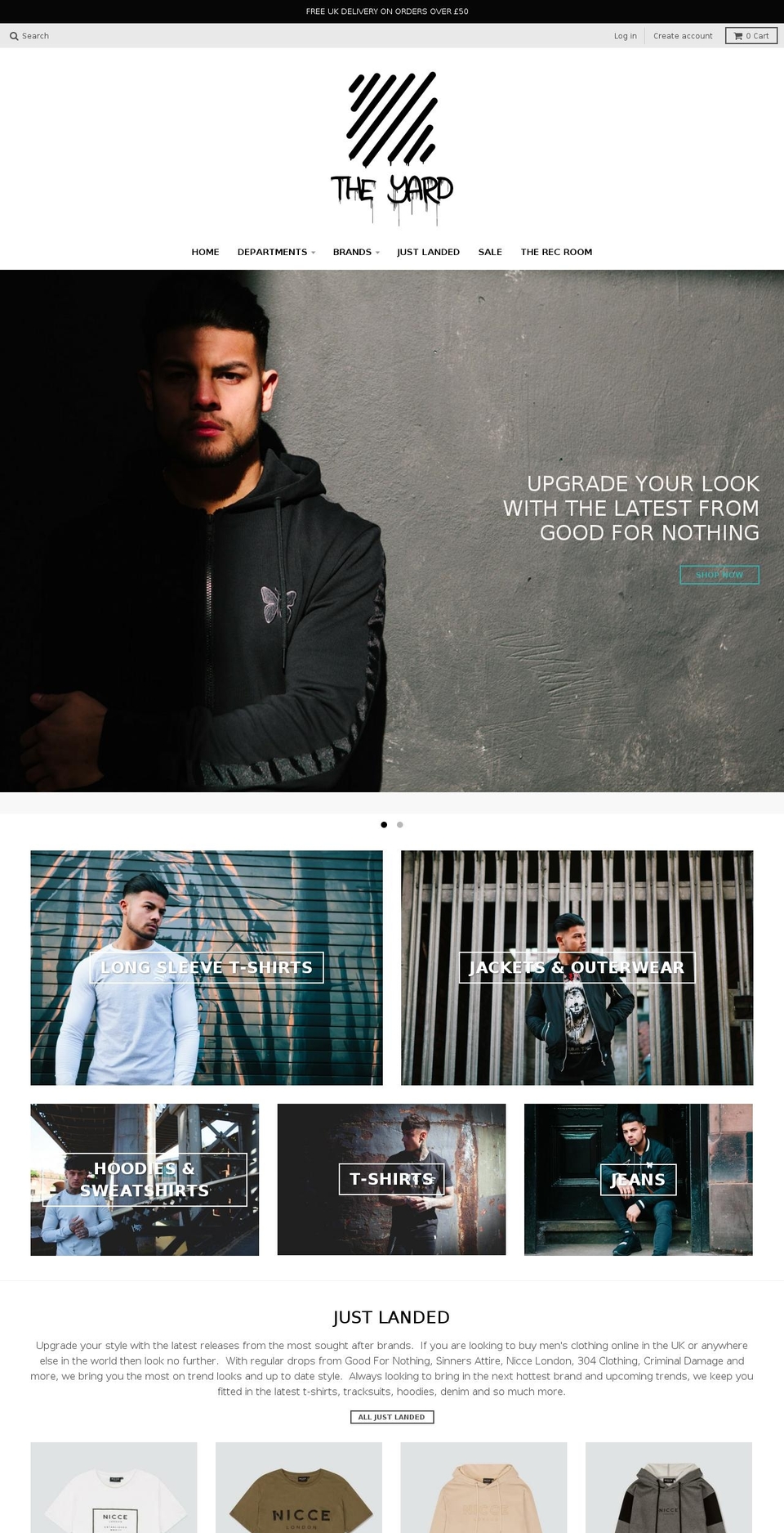 theyardclothing.com shopify website screenshot