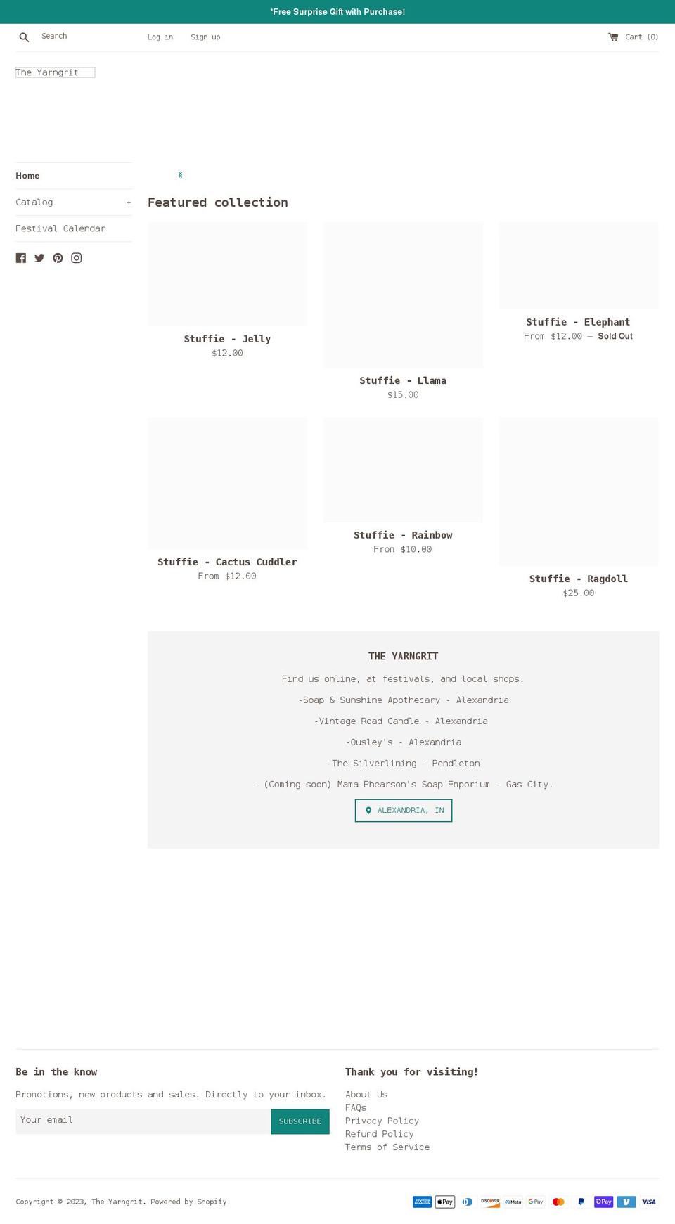 theyarngrit.com shopify website screenshot