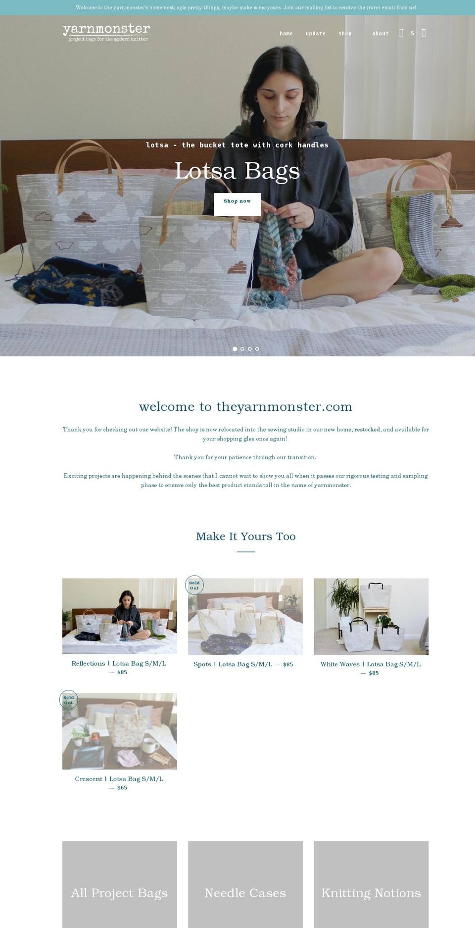 theyarnmonster.com shopify website screenshot