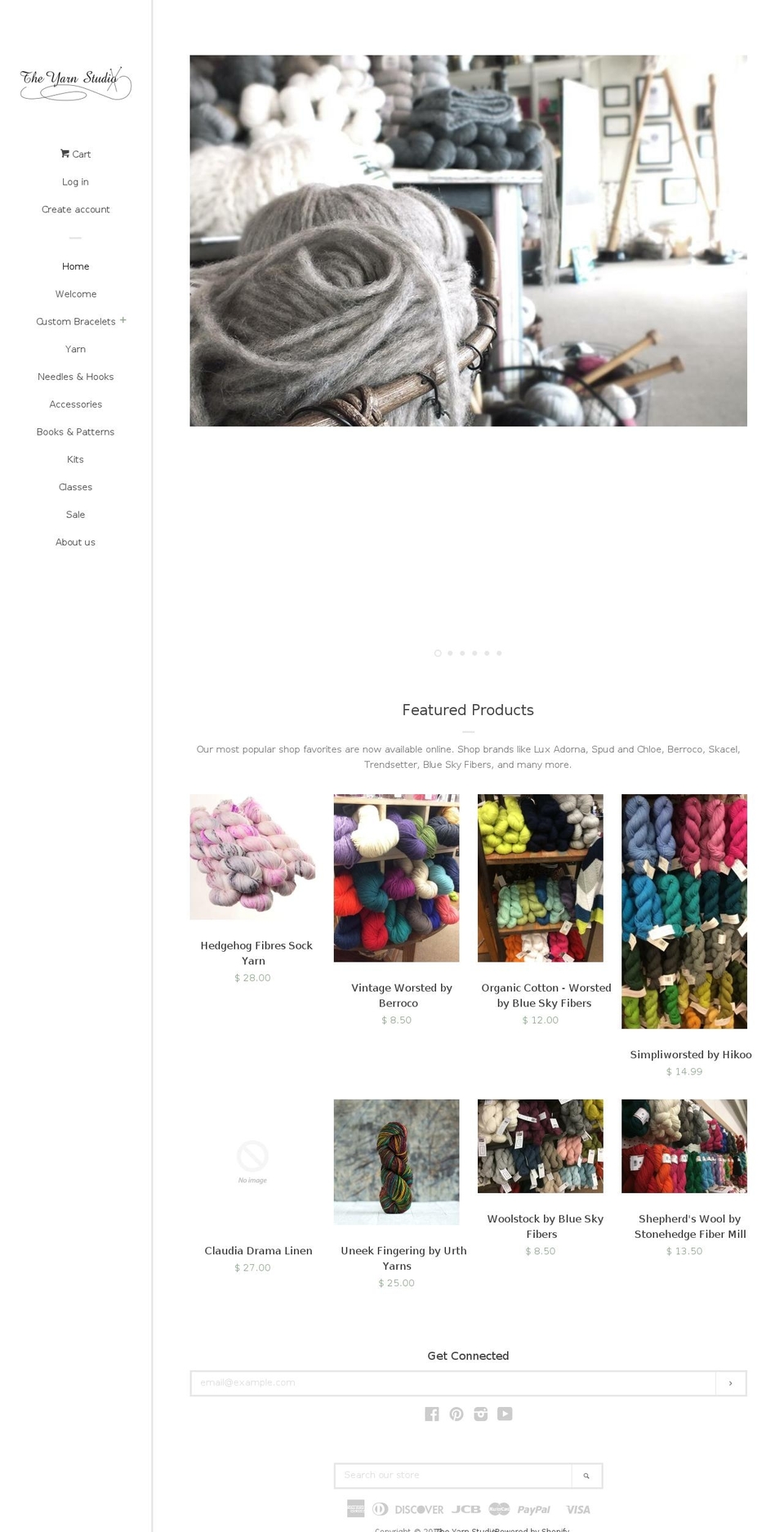 theyarnstudiostore.com shopify website screenshot