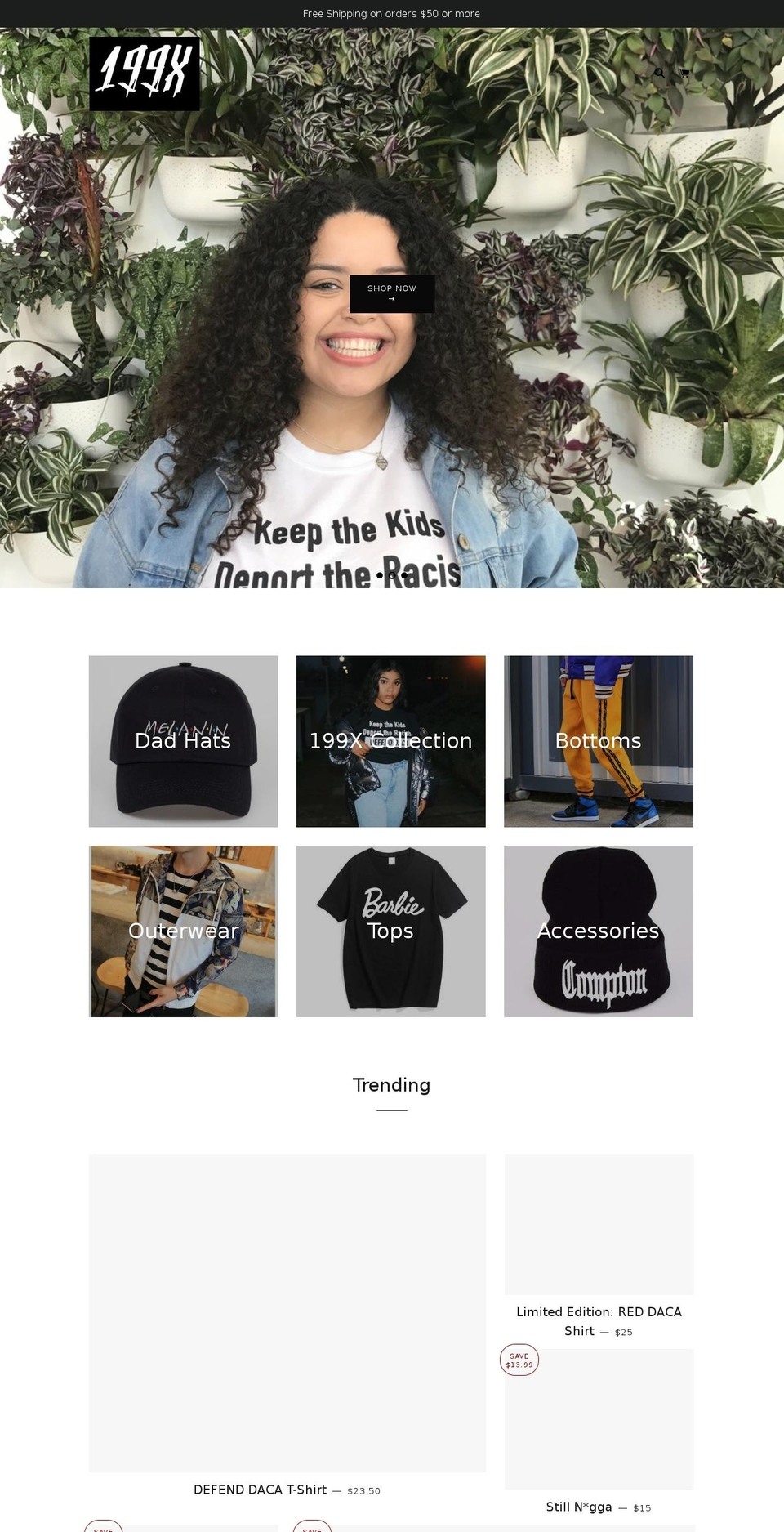 theyearis199x.com — Shopify storefront screenshot