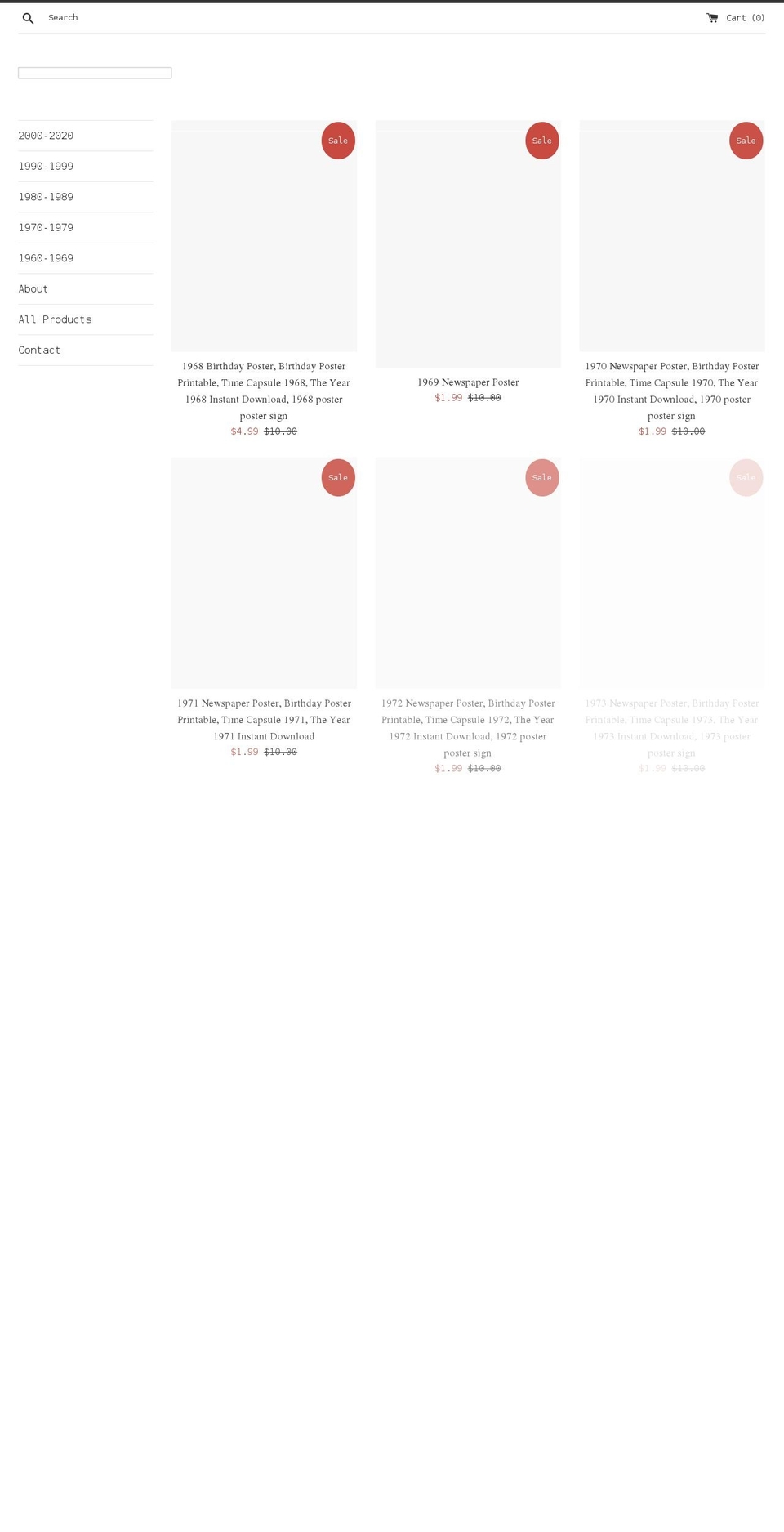 theyearyouwerebornstore.com shopify website screenshot