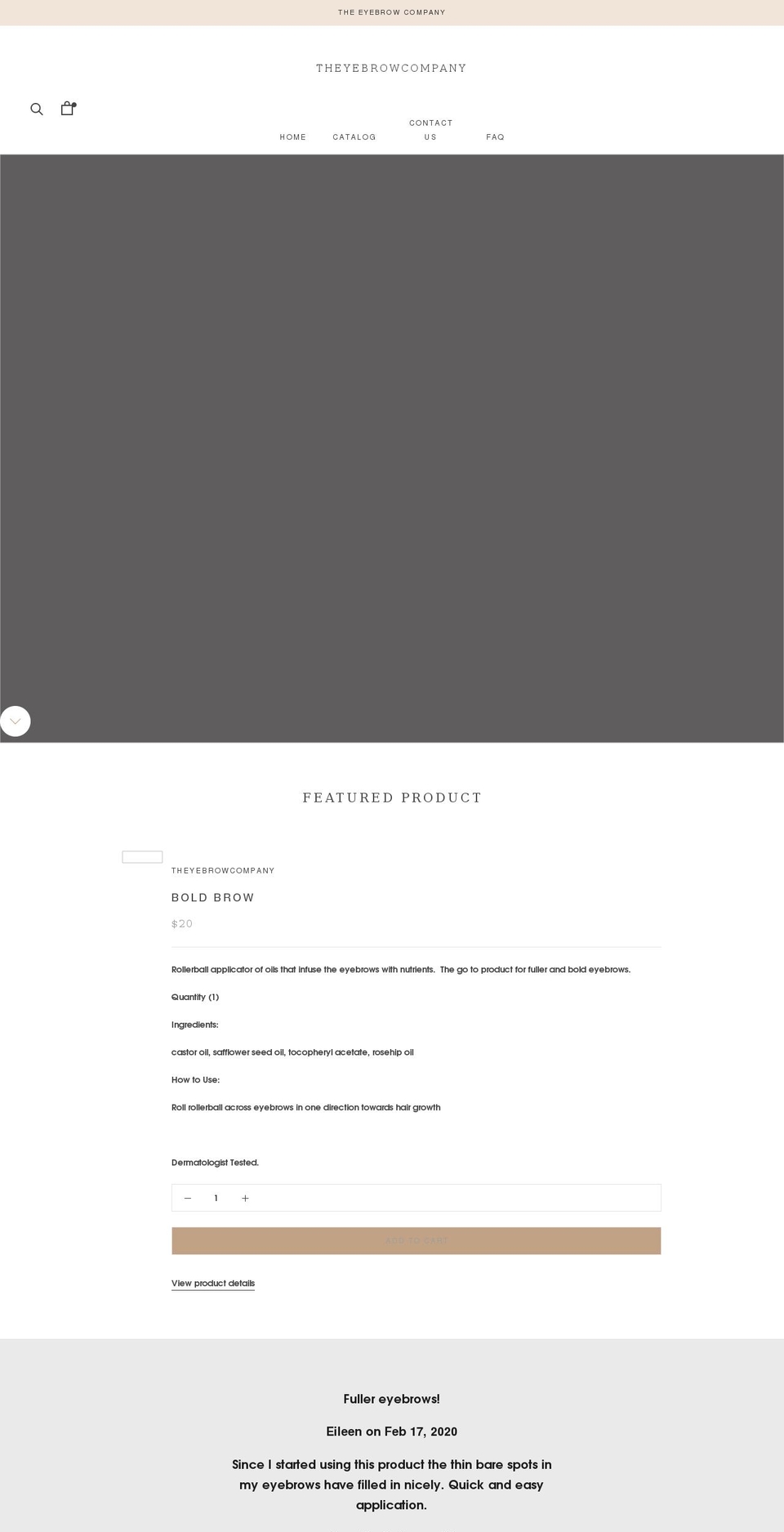 theyebrowcompany.com shopify website screenshot