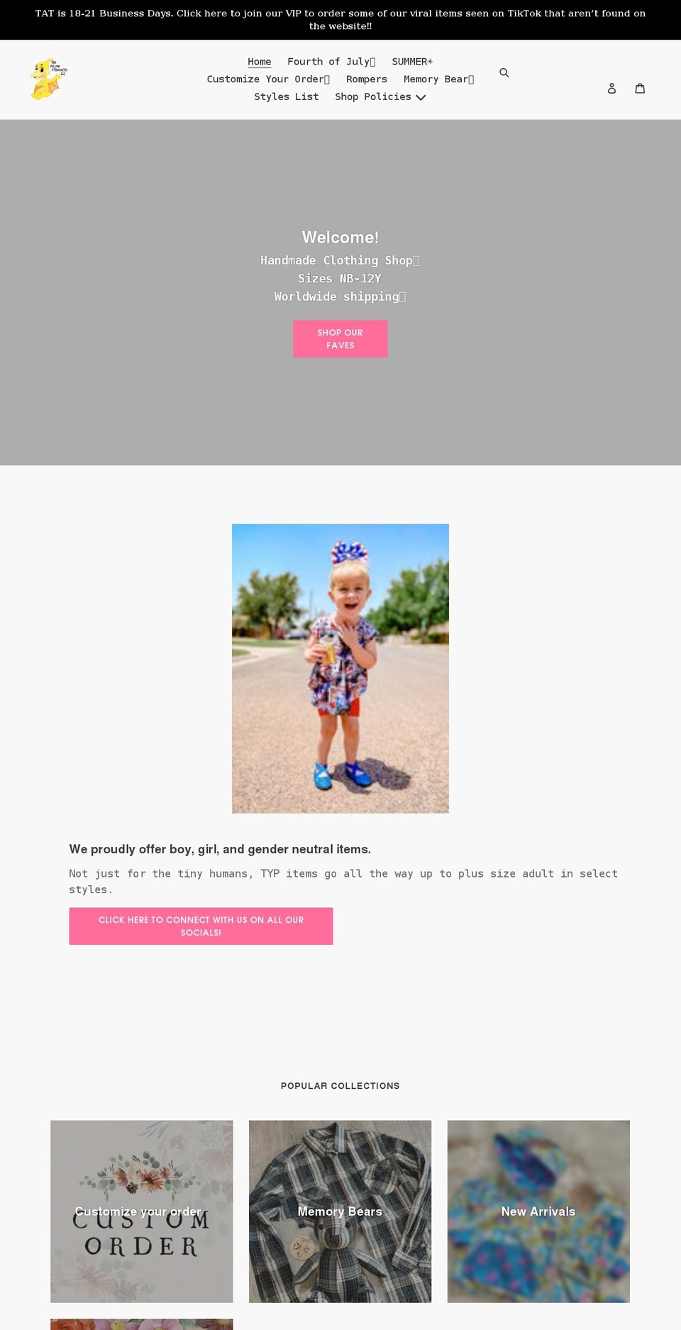 theyellowpterodactyl.com shopify website screenshot