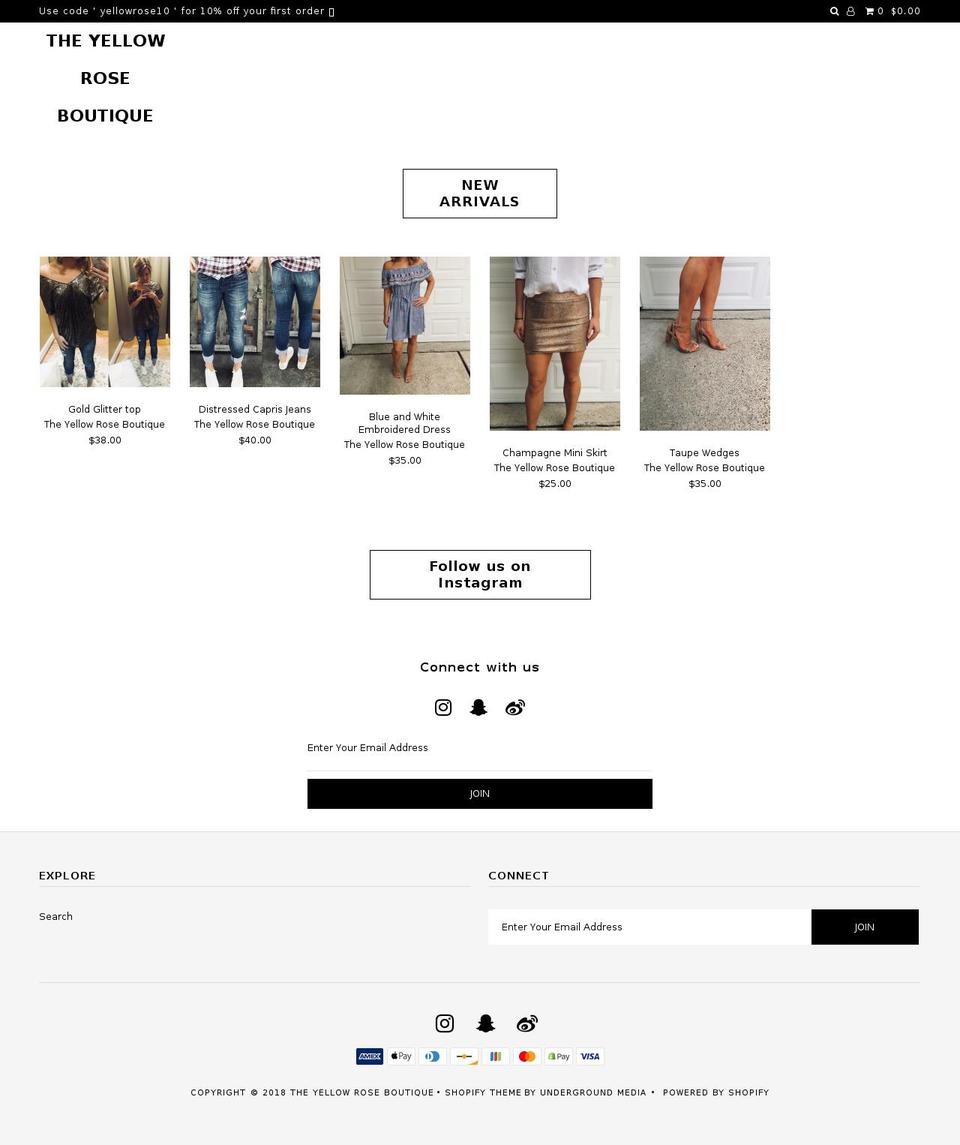 theyellowroseboutique.org shopify website screenshot