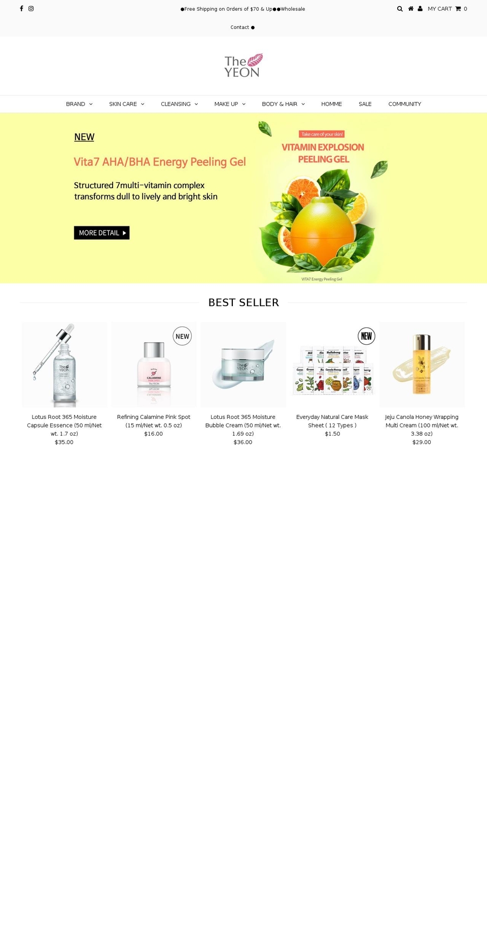 theyeonusa.com — Shopify storefront screenshot