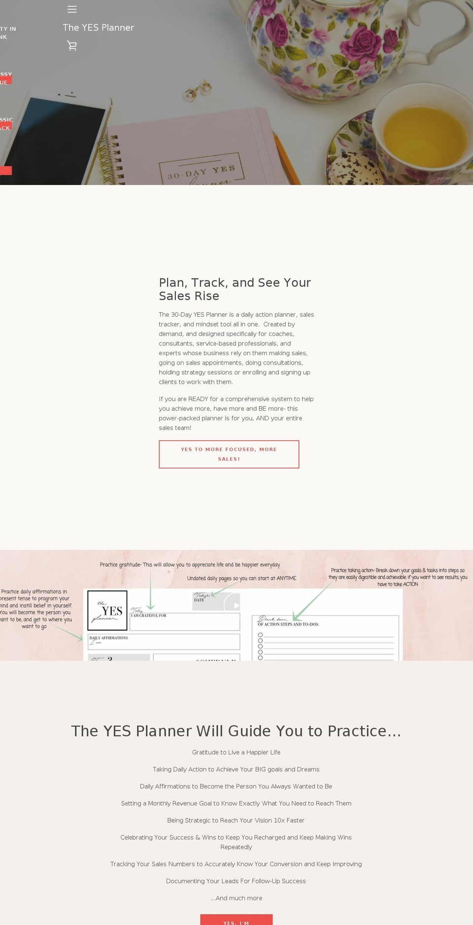 theyesplanner.com — Shopify storefront screenshot
