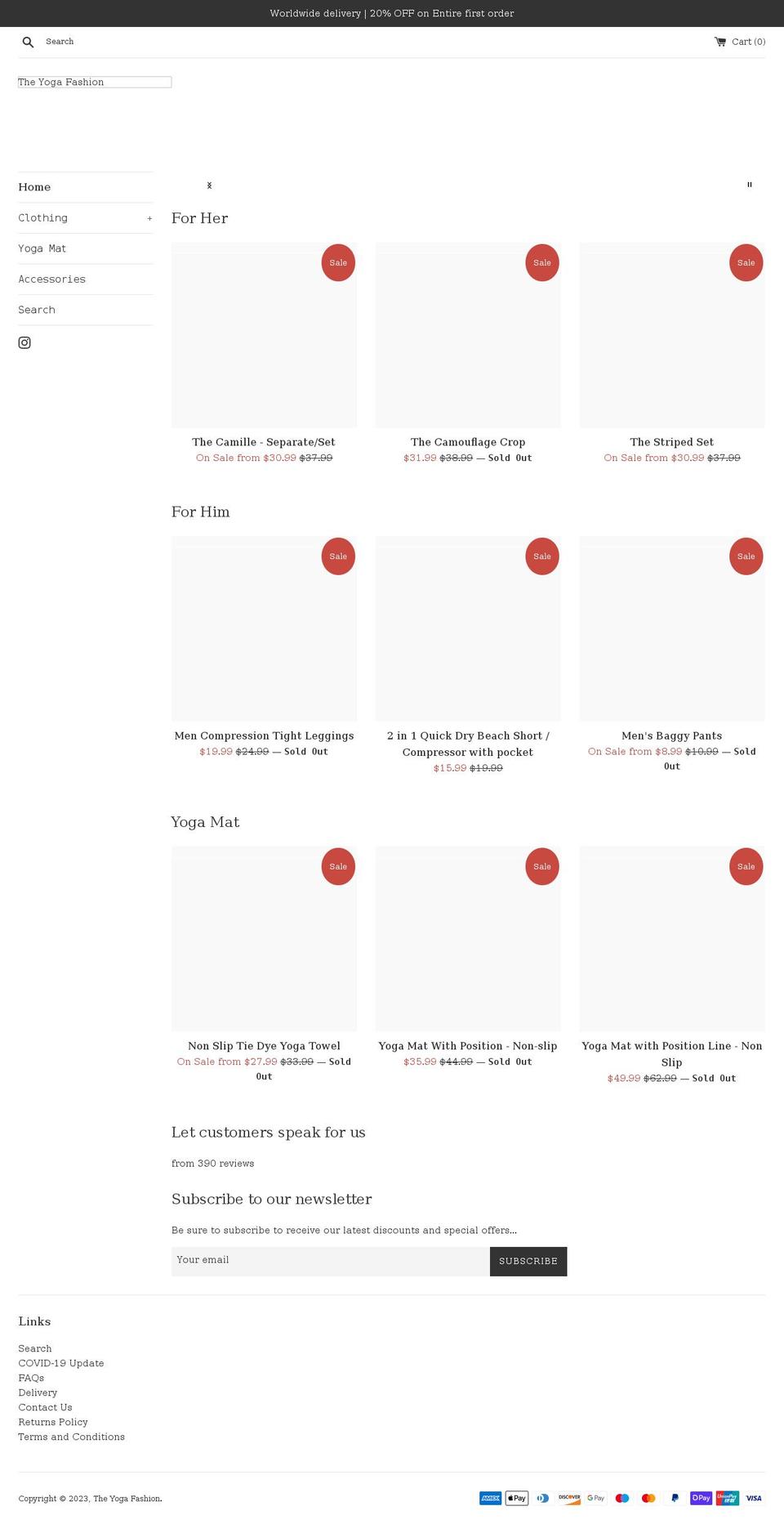 theyogafashion.com shopify website screenshot