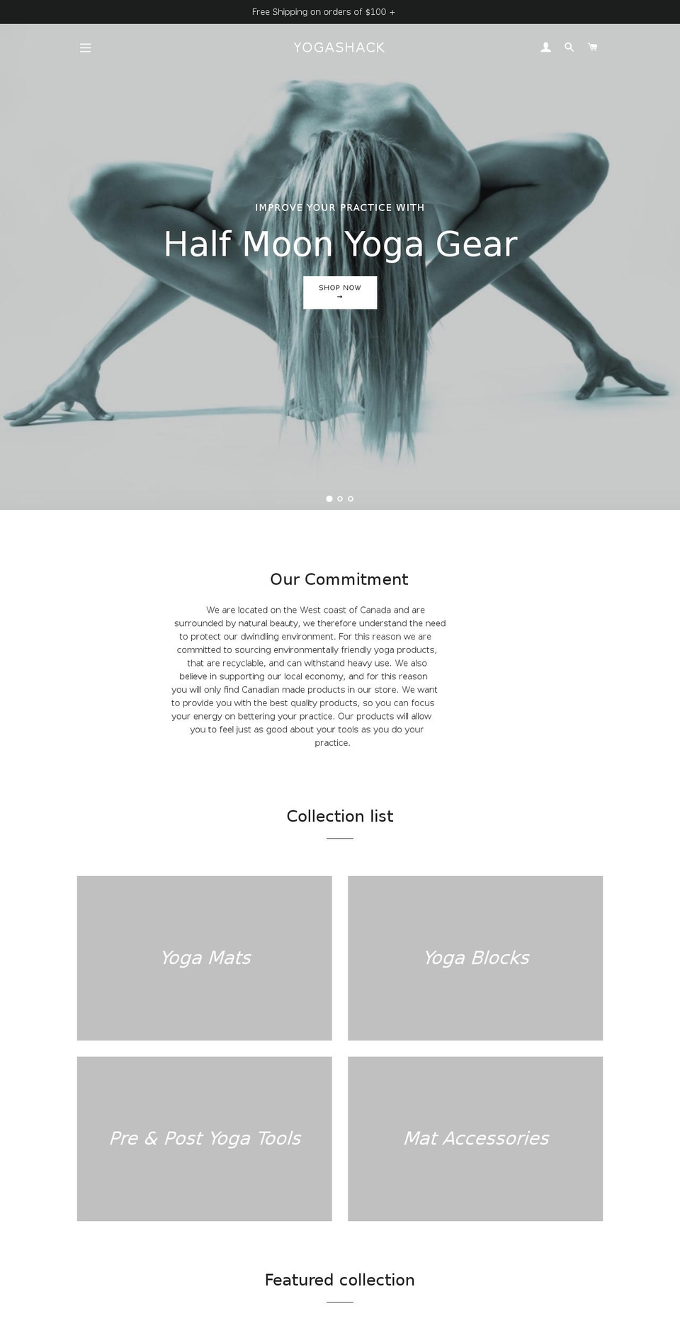 theyogashack.ca shopify website screenshot
