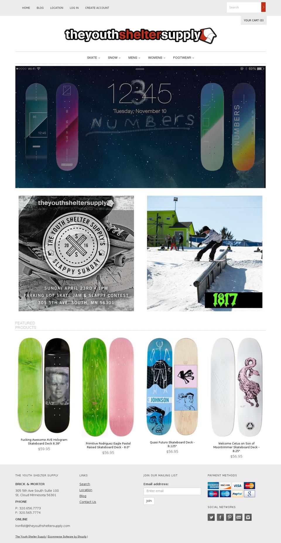 theyouthsheltersupply.com shopify website screenshot