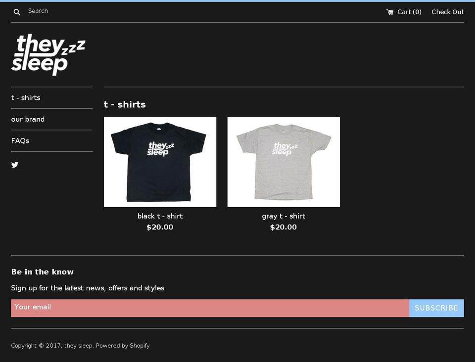 theysleep.com shopify website screenshot