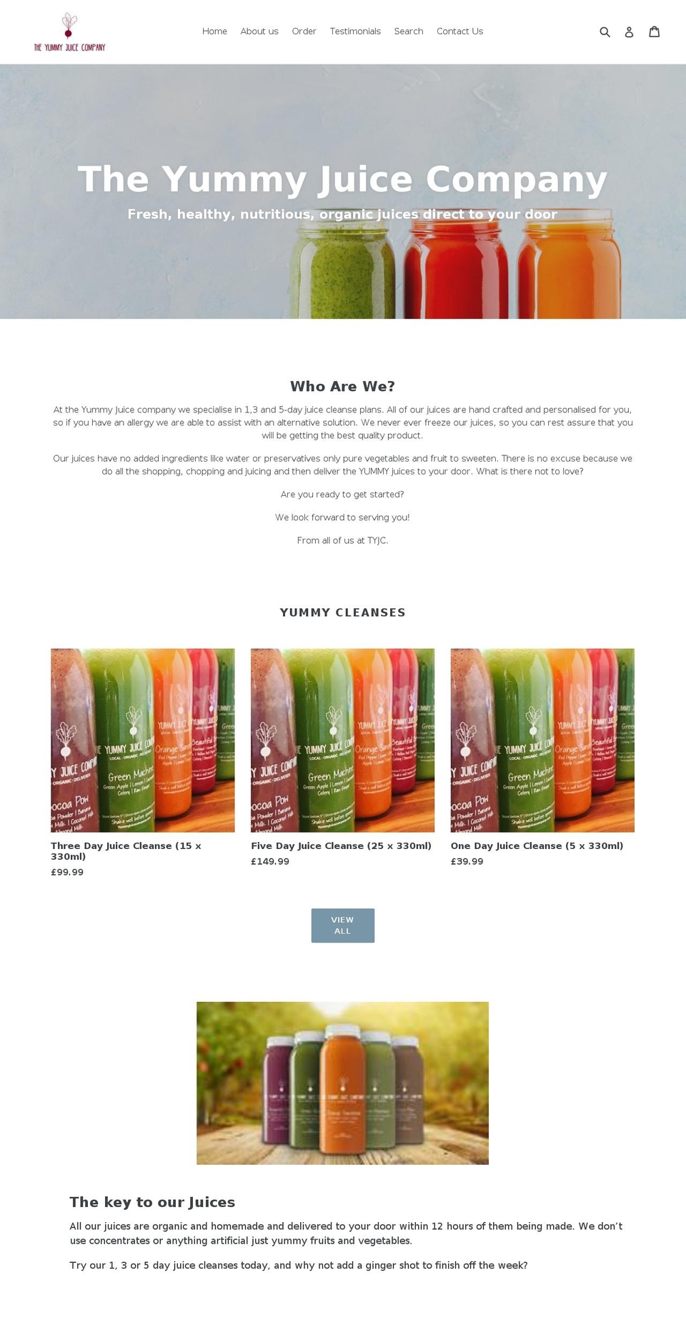 theyummyjuicecompany.com — Shopify storefront screenshot