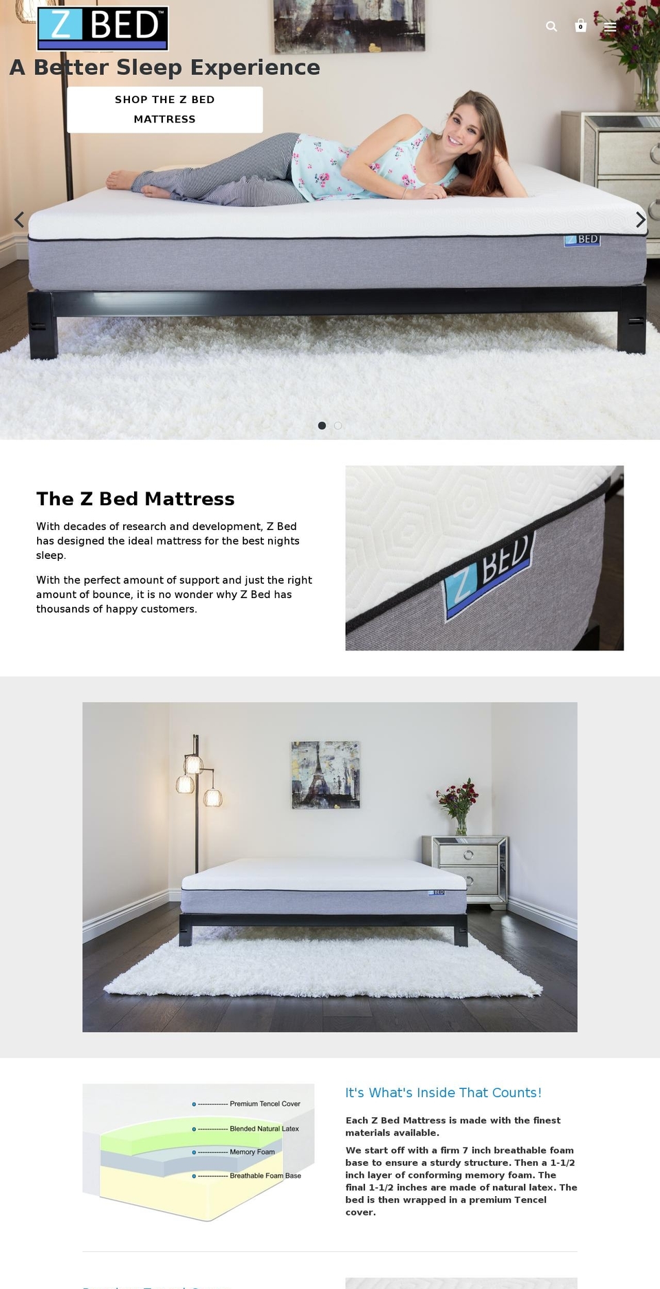 thezbed.com shopify website screenshot