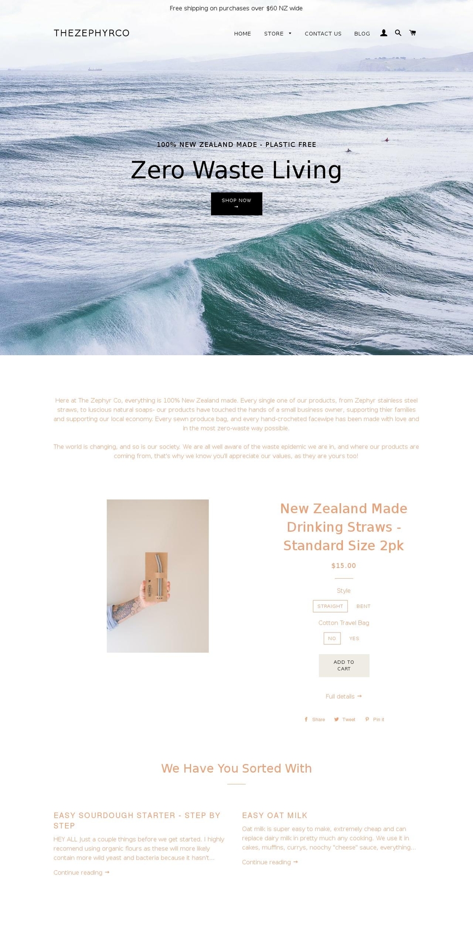 thezephyrco.com — Shopify storefront screenshot