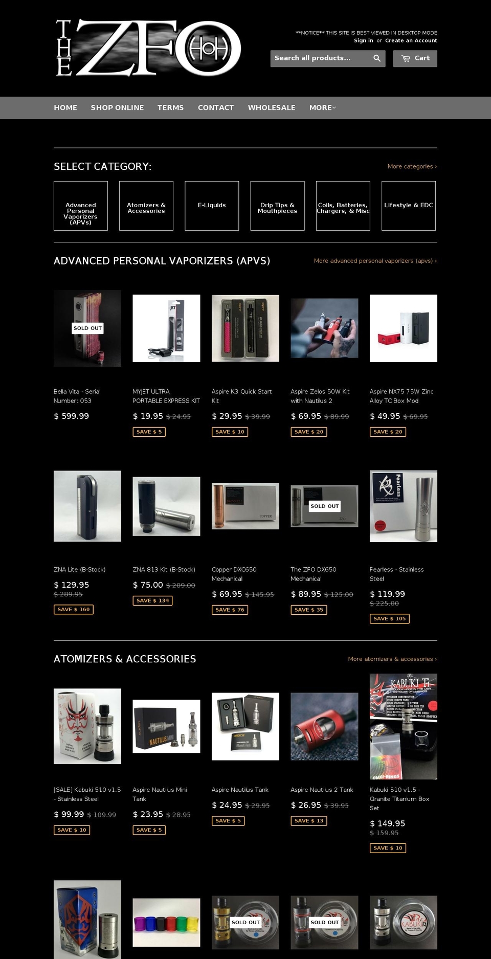 thezfo.com shopify website screenshot