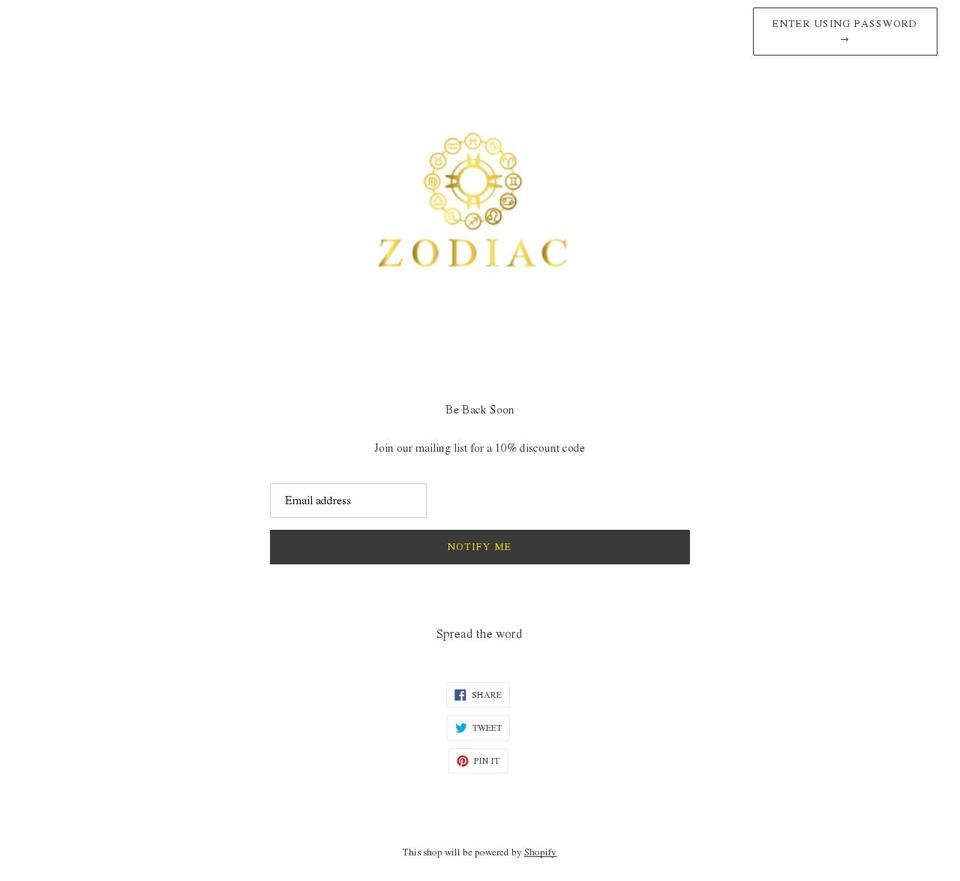 thezodiaccosmetics.com shopify website screenshot
