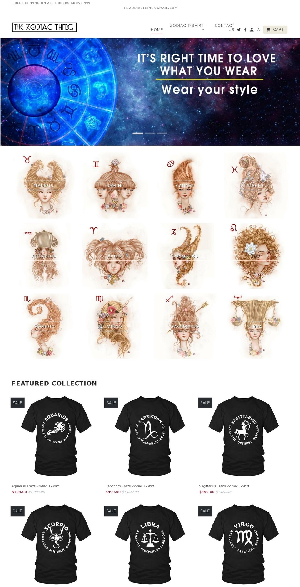 thezodiacthing.com — Shopify storefront screenshot