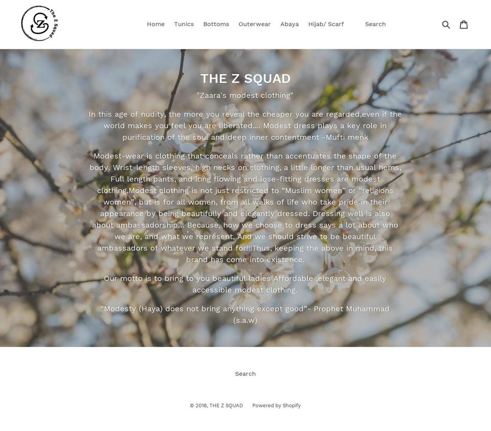 thezsquad.com — Shopify storefront screenshot