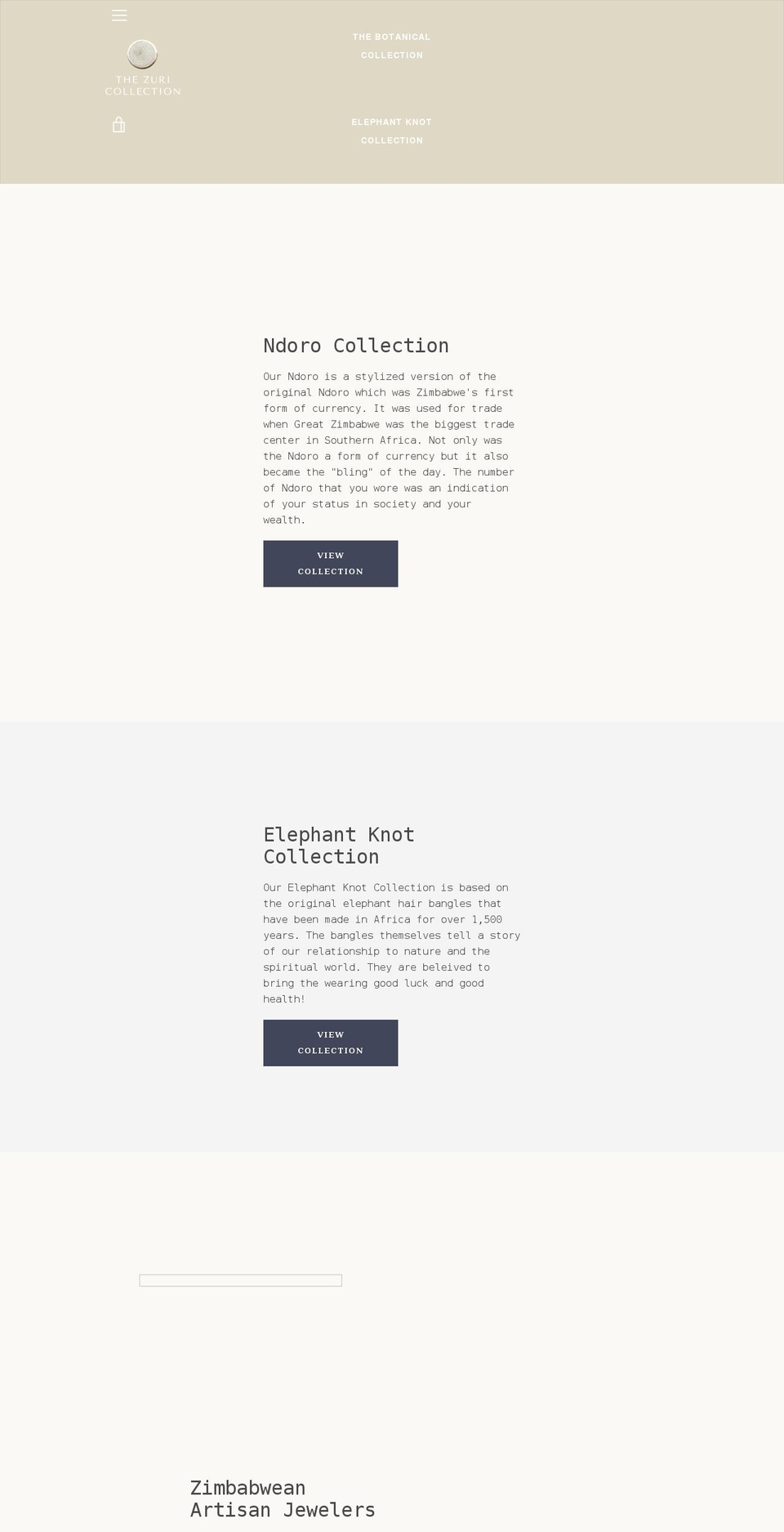 thezuricollectionzim.com — Shopify storefront screenshot