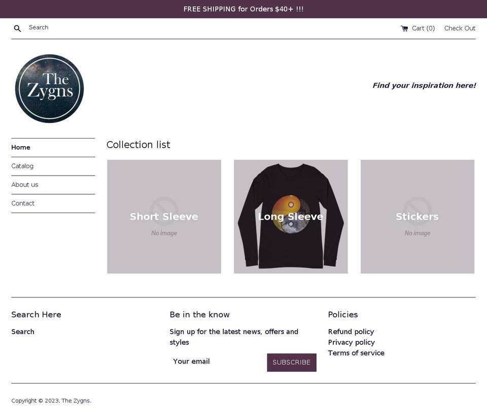 thezygns.com shopify website screenshot