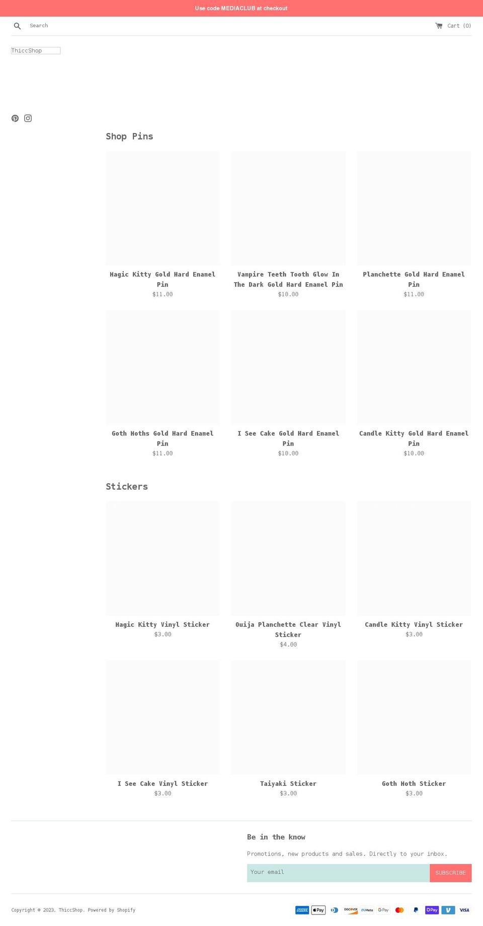 thicc-shop.com shopify website screenshot