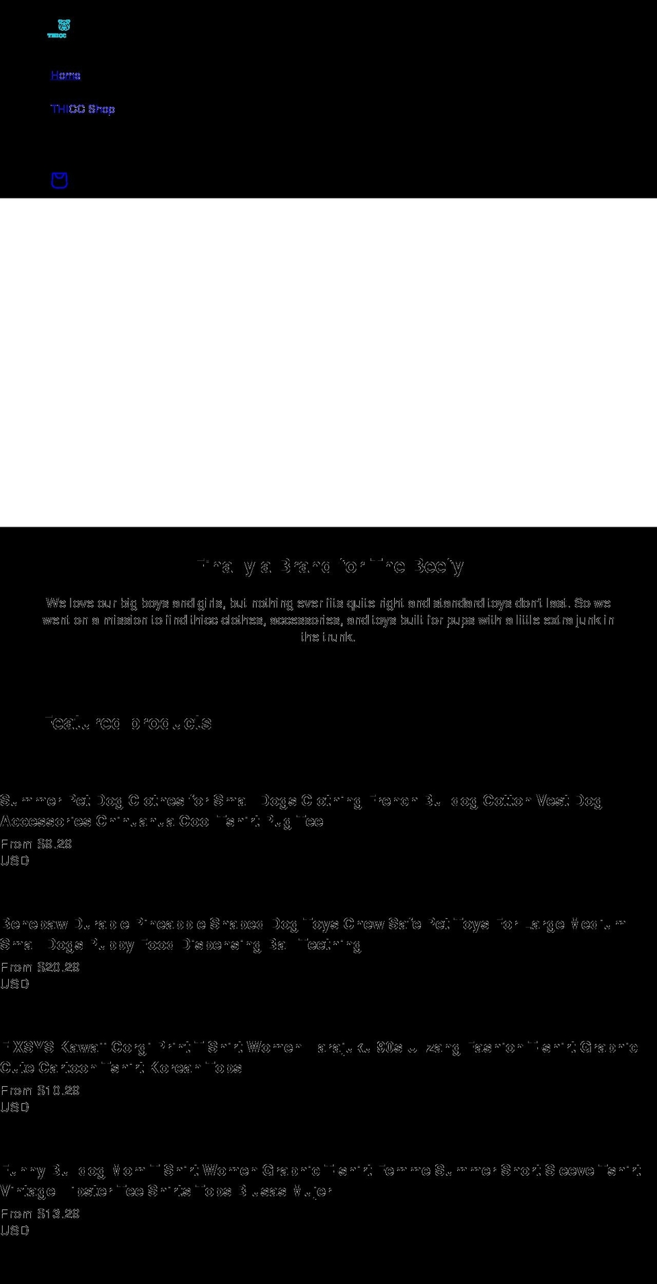 thiccdog.com shopify website screenshot