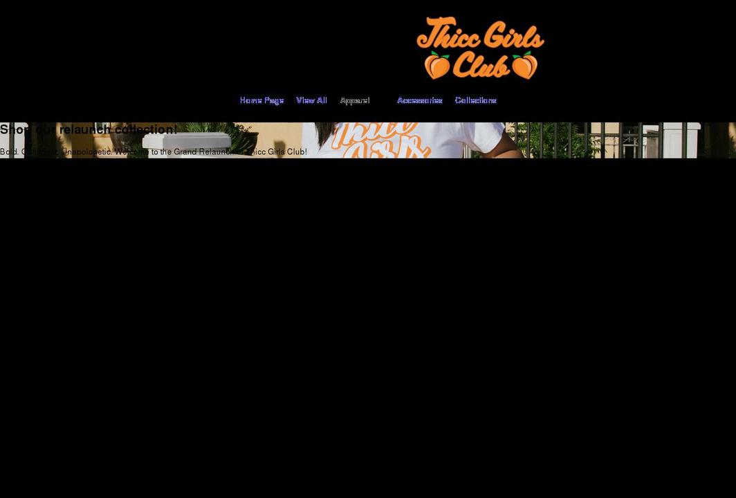 thiccgirlsclub.com shopify website screenshot