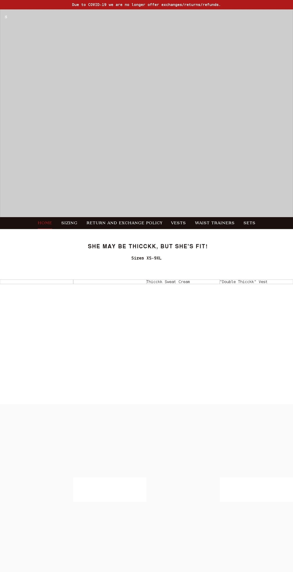 thicckkfit.com shopify website screenshot