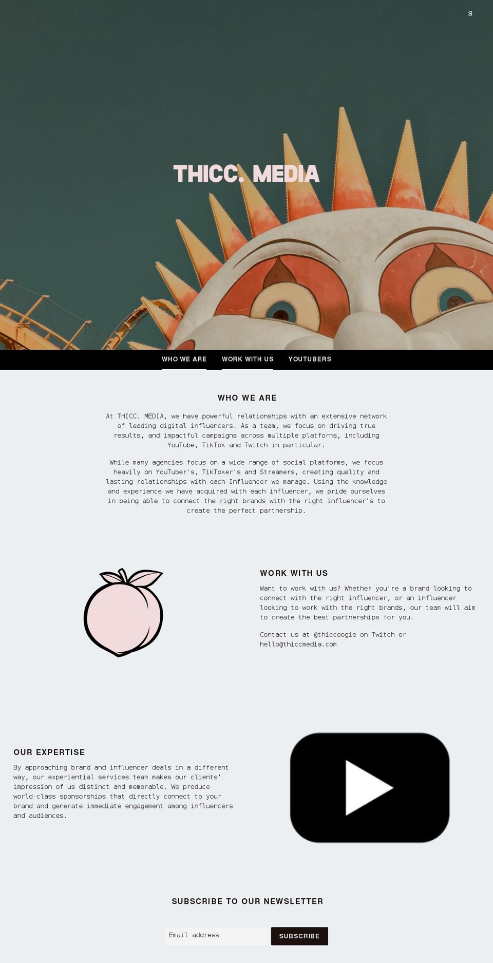 thiccmedia.com shopify website screenshot