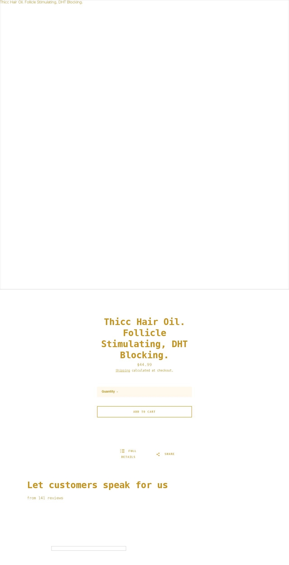 thiccorganics.com shopify website screenshot