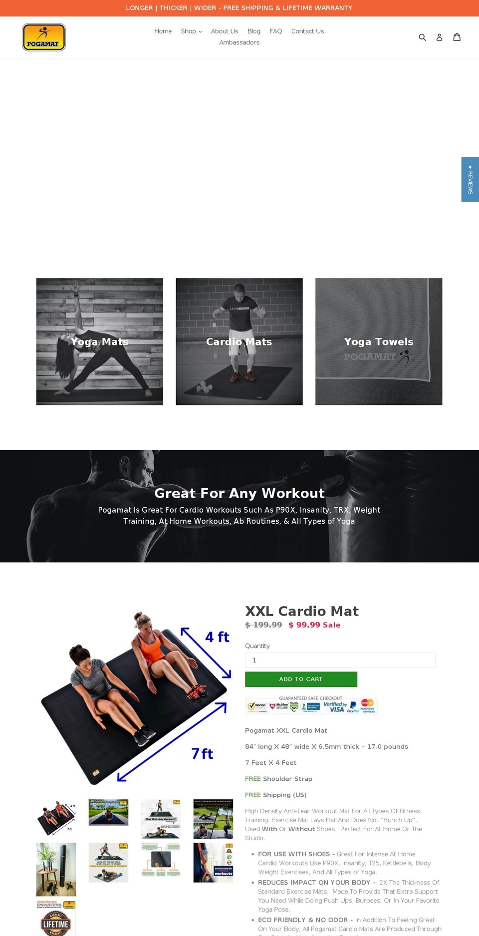 thickexercisemat.com shopify website screenshot