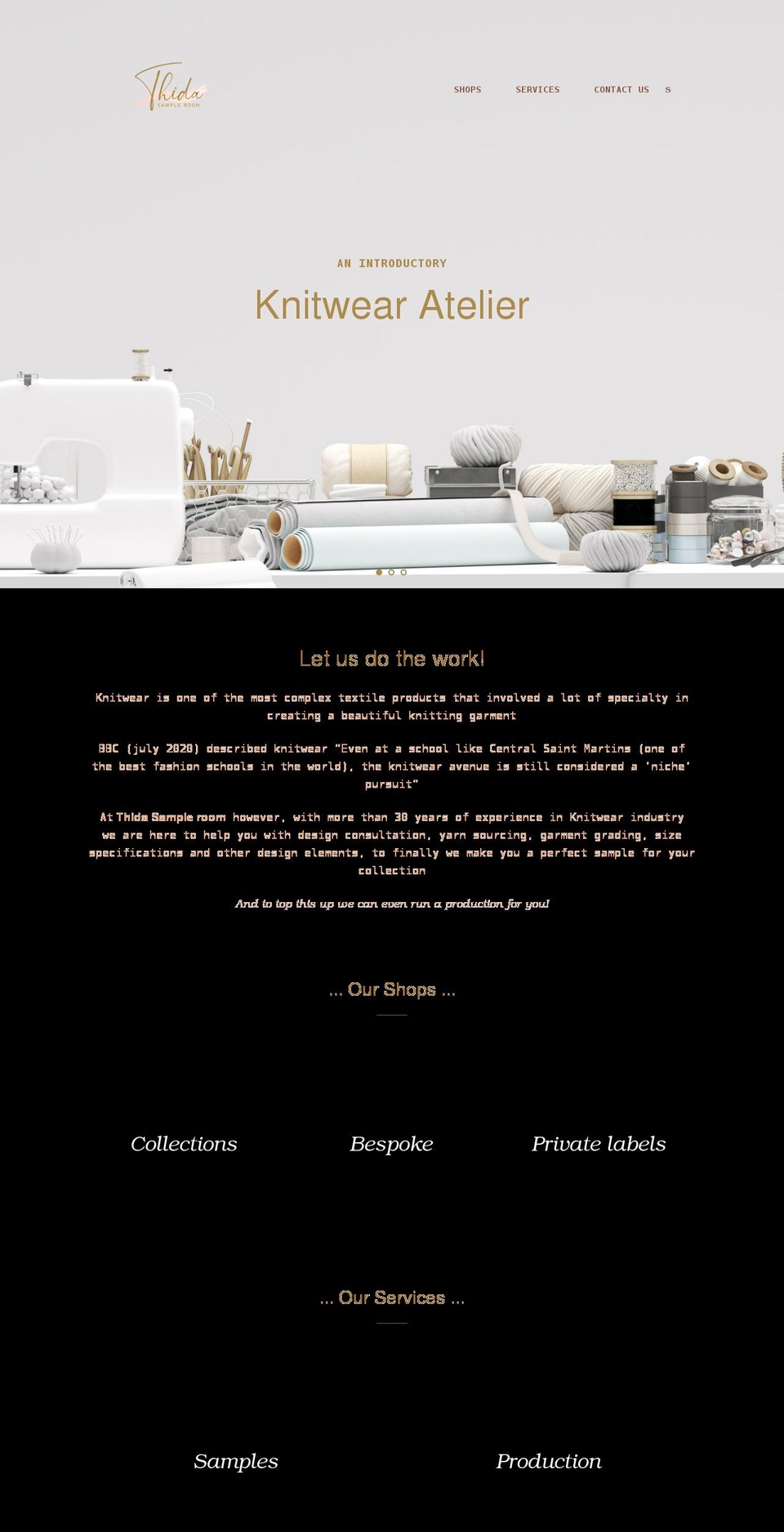 thida-sampleroom.com shopify website screenshot