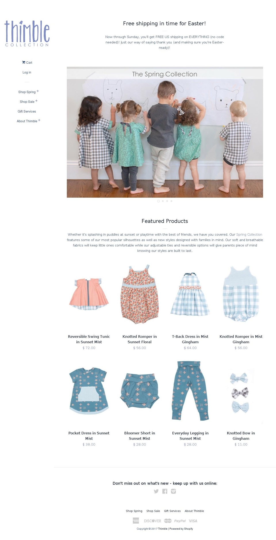 thimblecollection.com shopify website screenshot