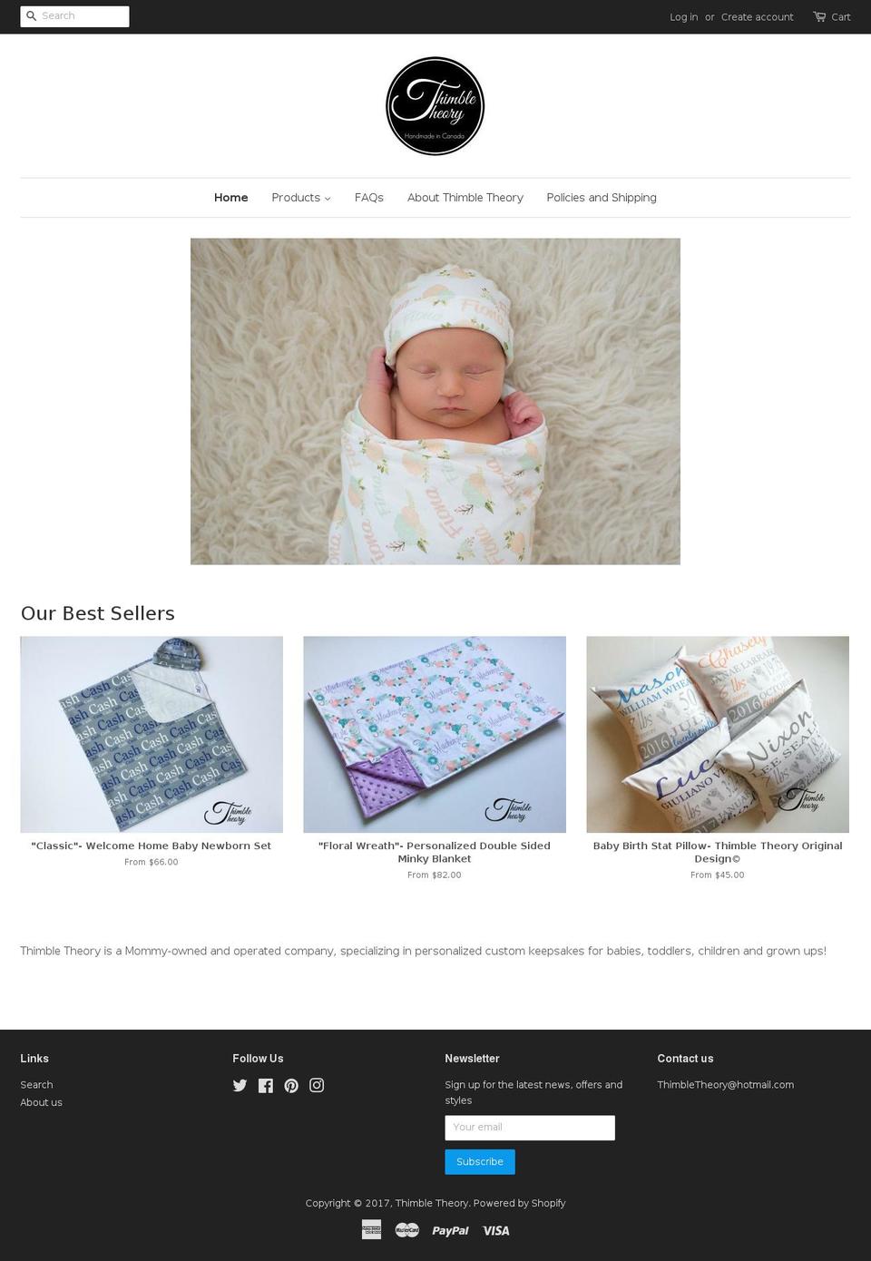 thimbletheory.com shopify website screenshot
