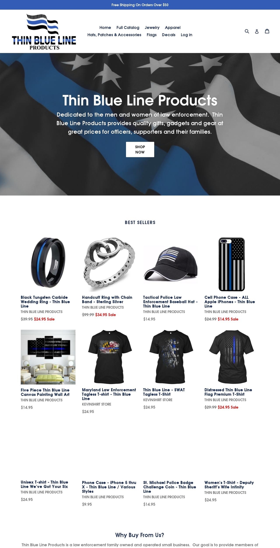 thinbluelineproductsco.com — Shopify storefront screenshot