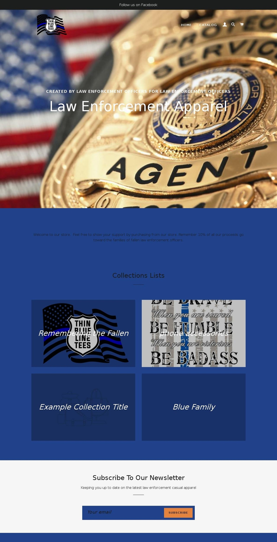 thinbluelinetees.com — Shopify storefront screenshot