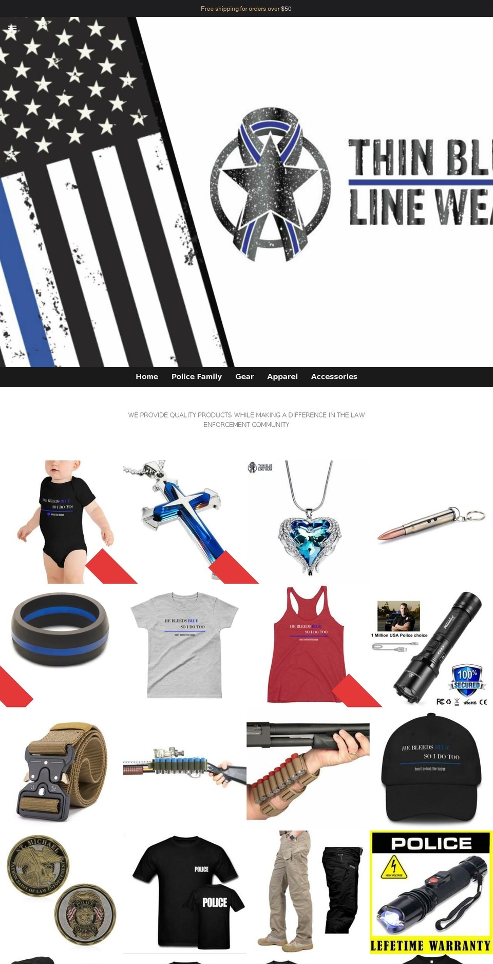 thinbluelinewear.com — Shopify storefront screenshot