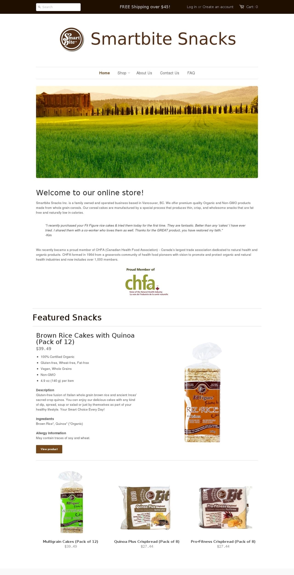 Smartbite Snacks Inc. Shopify theme site example thincakes.com